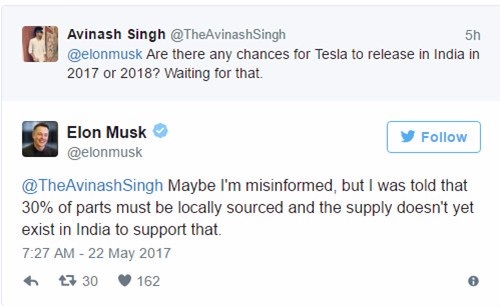 马斯克要食言了 特斯拉已无法在今夏进入印度市场