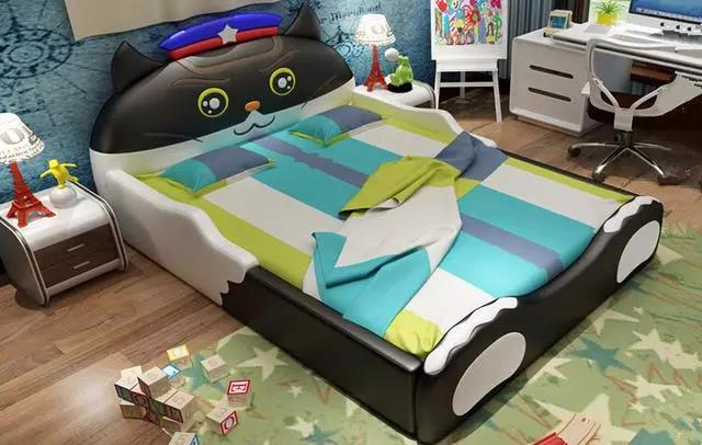卡通皮质儿童床，瞬间让儿童房变为趣味空间！