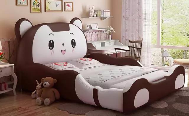 卡通皮质儿童床，瞬间让儿童房变为趣味空间！