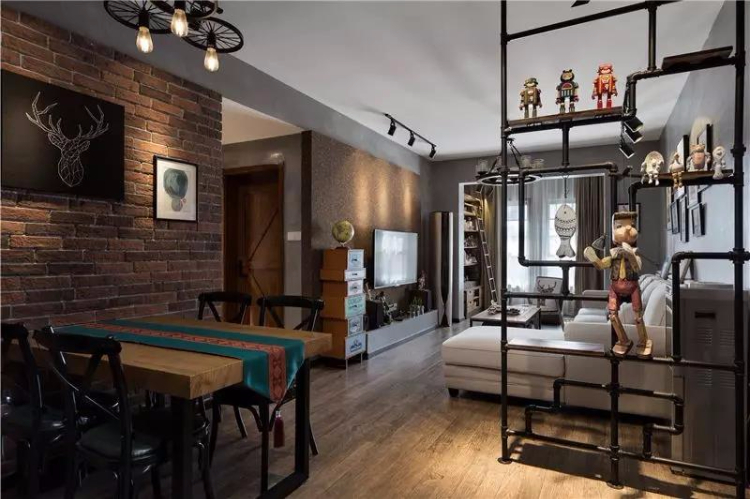 工业风的小户型空间，与众不同的75平婚房二居室！