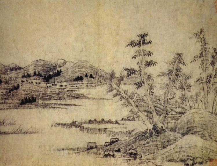 王蒙 元《溪山风雨图册》