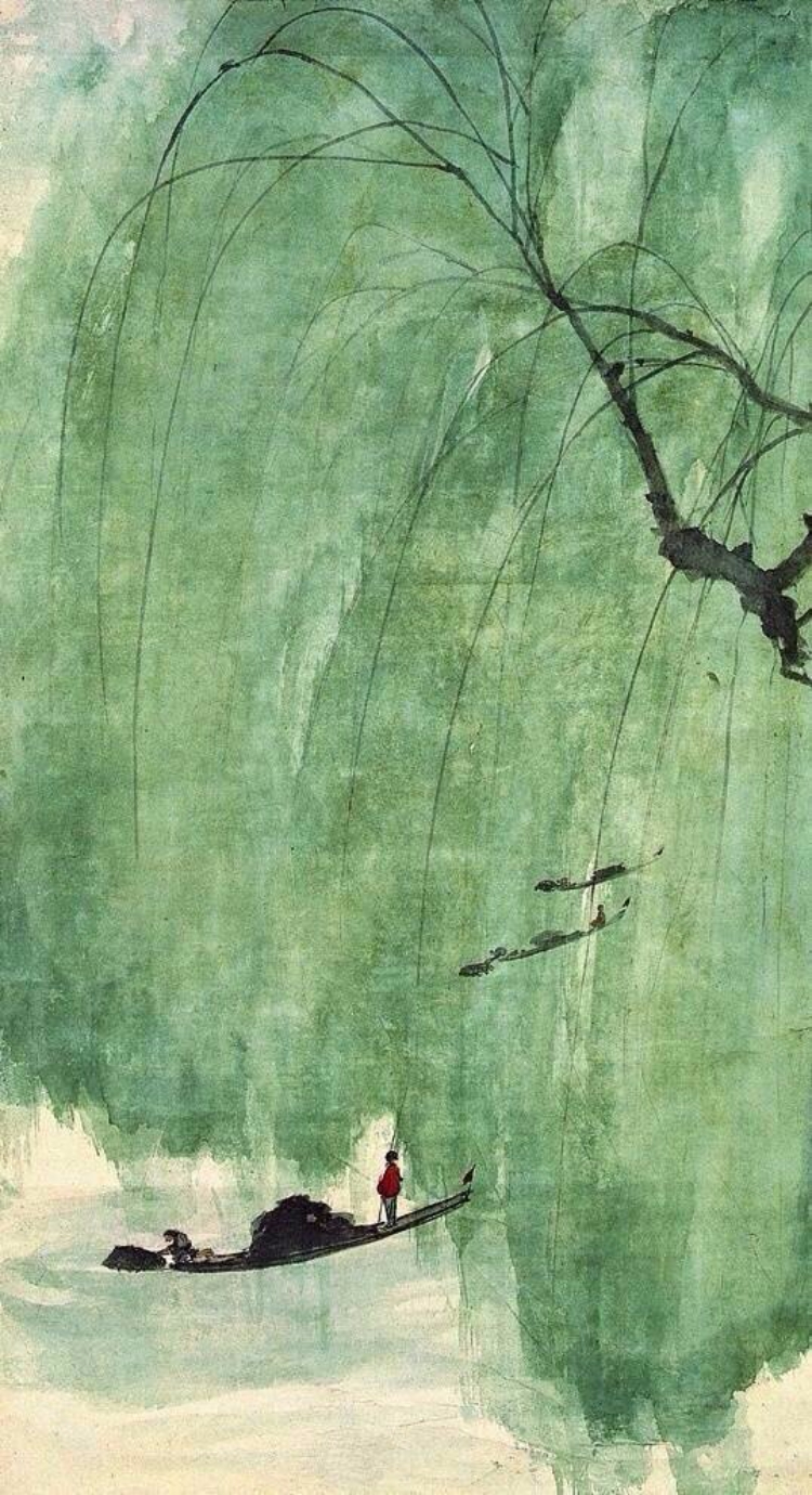傅抱石 山水翠柳人物画欣赏