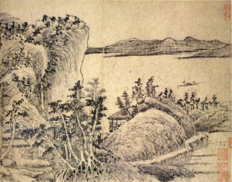 王蒙 元《溪山风雨图册》