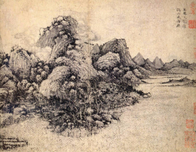 王蒙 元《溪山风雨图册》