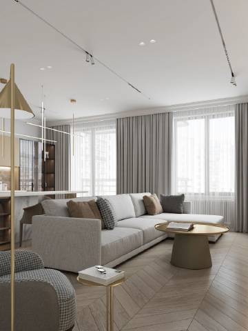 简约的风格，中性的暖色调和香槟金属色调相碰撞...