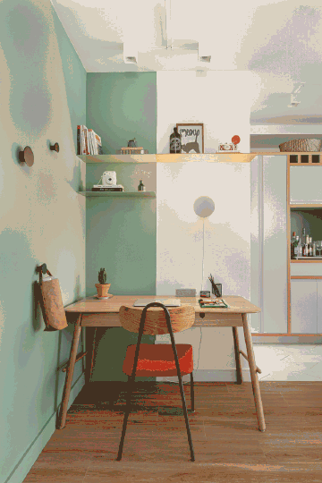 38㎡小公寓，薄荷绿+木质材料，清新美丽~ #家居装修#