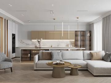 简约的风格，中性的暖色调和香槟金属色调相碰撞...