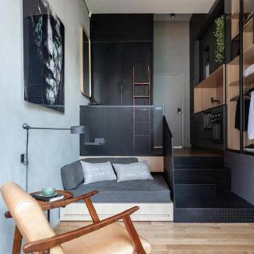 26㎡一人居，可抽拉床铺、储物、干湿分离... #家居装修#