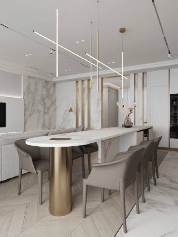 简约的风格，中性的暖色调和香槟金属色调相碰撞...