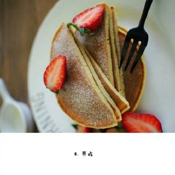 【原味松饼】适合新手操作，简单的配上巧克力酱或蜂蜜，搭配一杯咖啡或果汁，营养就全面咯！