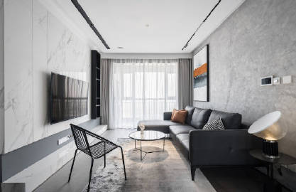 100㎡黑白灰现代简约风 #家居装修#