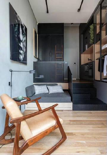 26㎡一人居，可抽拉床铺、储物、干湿分离... #家居装修#