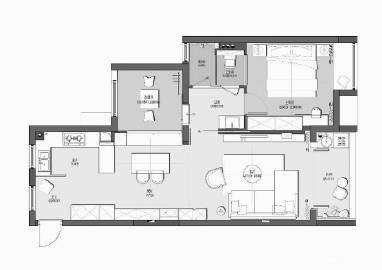 100㎡黑白灰现代简约风 #家居装修#